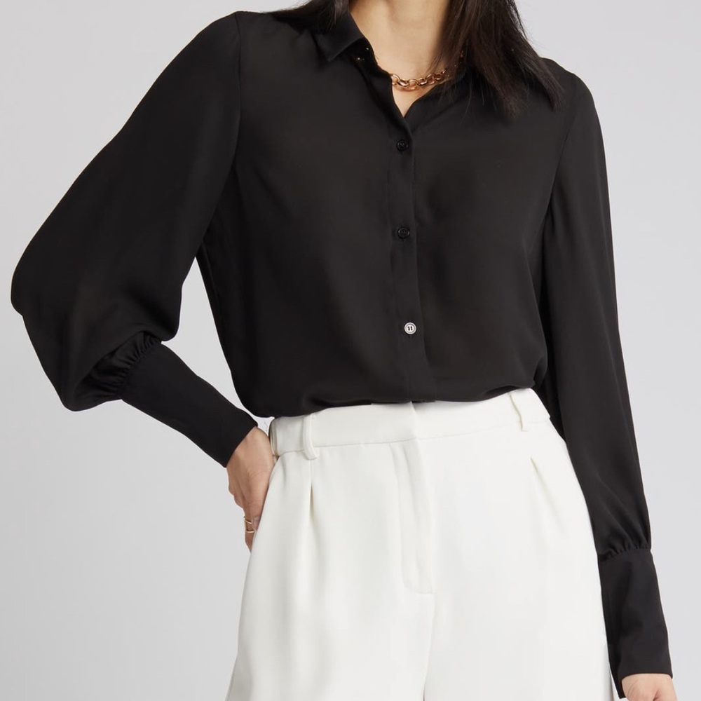 Halogen Classic Elegant Black Women's Blouse Size Large